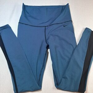 Nike Leggings Medium Adult Blue Striped High Rise Ankle Pants Dri Fit Yoga Women